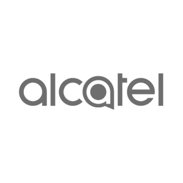Alcatel logo on a gray background.
