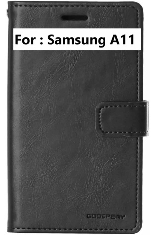 For Samsung A11 - Wallet Cover Black.