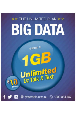 LYCA $10 UNLIMITED STARTER PACK 1gb unlimited talk & text.