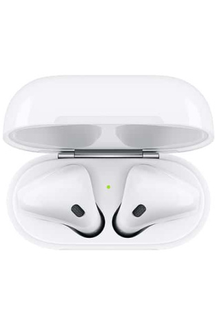 An Apple AirPods (2nd Gen) is shown in a white case.