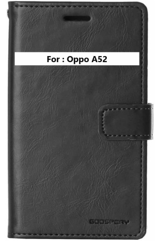 A black wallet case for the Oppo A52.