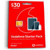 A Vodafone $30 Starter Pack is shown on a red background.