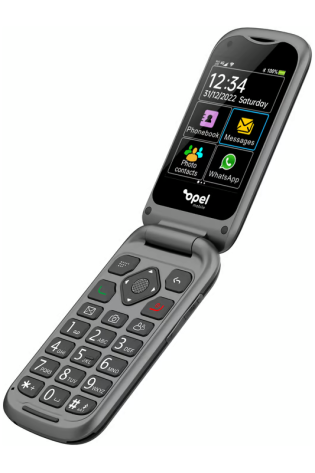 A Opel TouchFlip 4G with a screen on it.