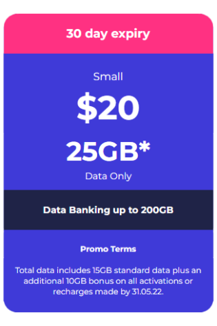 A Lebara Small Data Plan $20 Sim Starter Pack with a 30 day expiry.