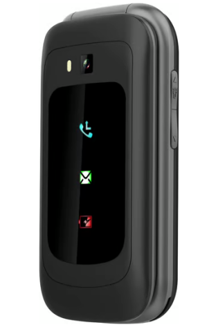 A black Opel TouchFlip 4G with a red, green, and blue button.