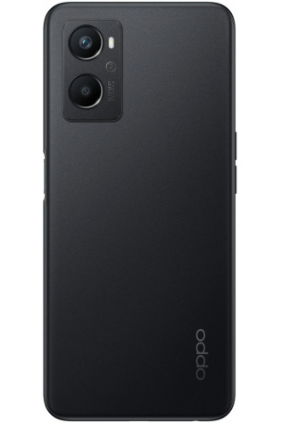 The back view of the black OPPO A96 smartphone.