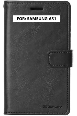 For Samsung A31 Black Wallet Cover.