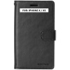 A black leather wallet case for the Iphone X / XS - Wallet Cover Black.