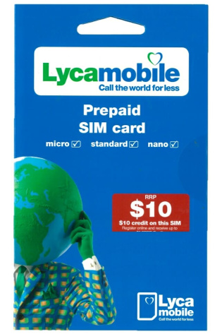 LYCA $10 TOP UP STARTER PACK pre-paid sim card.
