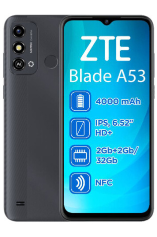 The ZTE Blade A53 - Grey is shown.