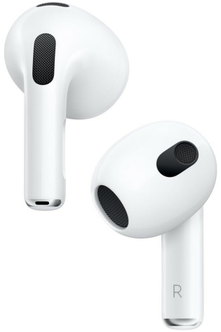 A pair of Apple AirPods (3rd Gen) are shown on a white background.