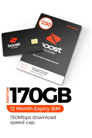 Boost Mobile $230 Prepaid SIM Starter Kit with a Boost Mobile $230 Prepaid SIM Starter Kit and a Boost Mobile $230 Prepaid SIM.