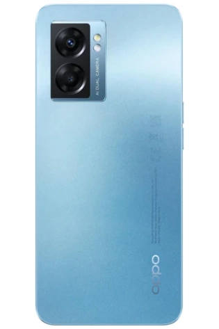 The back of the OPPO A77 5G in blue.