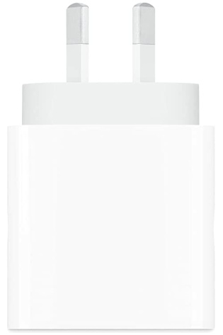 A white Apple 20W USB-C Power Adapter on a white background.