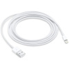 A white Apple USB-A to Lightning Cable connected to a white surface.