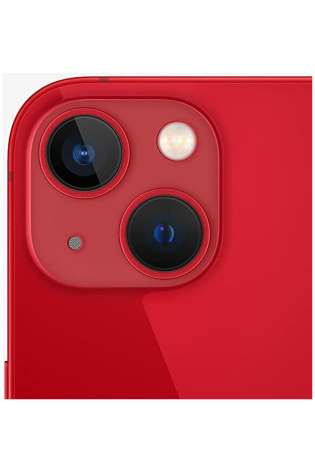 A red Apple iPhone 13 - Excellent Grade with two cameras on the back.