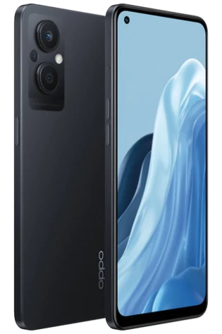The OPPO Reno8 Lite 5G smartphone is shown in black.