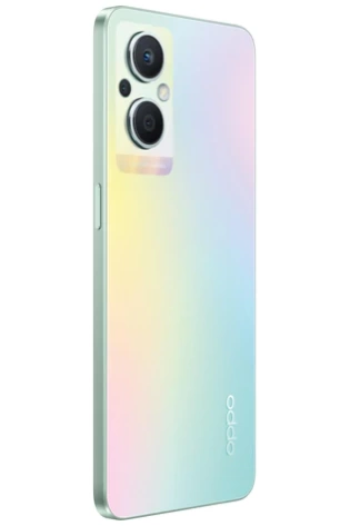 The back of an OPPO Reno8 Lite 5G (Dual Sim, 6.43'', 128GB/8GB) with a rainbow colored back.