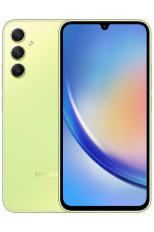 The Samsung Galaxy A34 5G is shown in green.