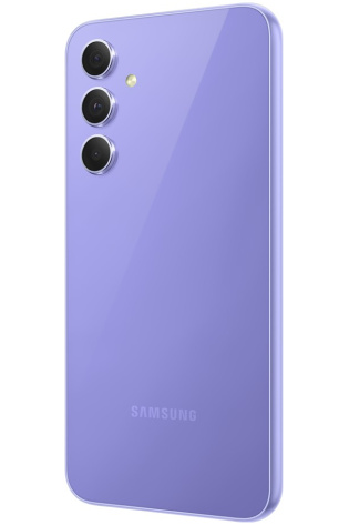 A purple Samsung Galaxy A54 5G phone on a white background.