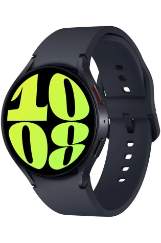 The Samsung Galaxy Watch6 44mm LTE - Graphite with the number 10 on it.