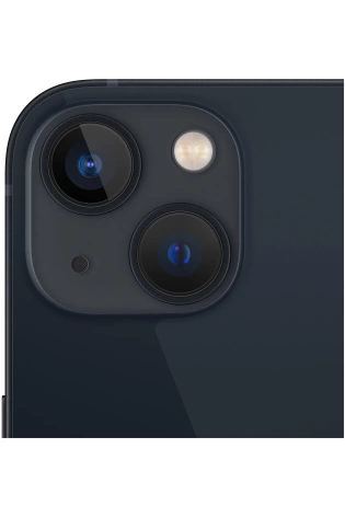 The back of an Apple iPhone 13 with two cameras.