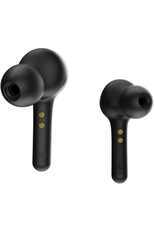 A pair of Jam True Wireless In-Ear Executive Headphones - Black on a white background.