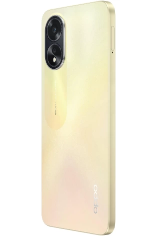 The back of an OPPO A38 (Dual Sim, 128GB/4GB, 6.56'', CPH2579) in Glowing Gold.