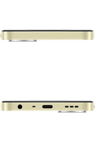The front and back of a OPPO A38 (Dual Sim, 128GB/4GB, 6.56'', CPH2579) - Glowing Gold phone.