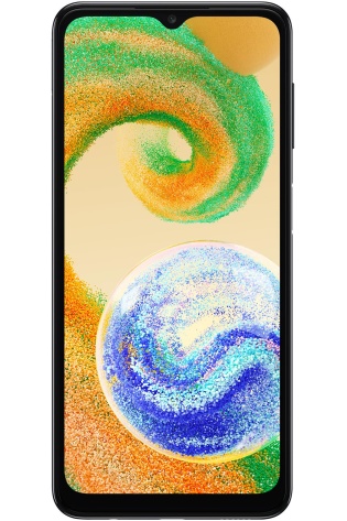 The Samsung Galaxy A04S - 128GB - Dual Sim (Black) is shown on a white background.