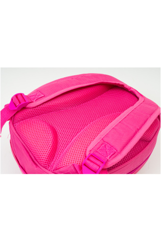 A pink KIDS LUGGAGE BAG with a strap.