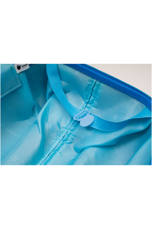 A blue KIDS LUGGAGE BAG with a blue strap.