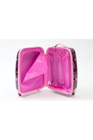 A pink KIDS LUGGAGE BAG with a pink lining.