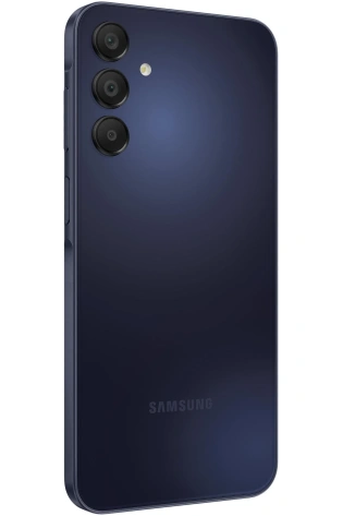 The Samsung Galaxy A15 5G 128GB (Blue Black) is shown in dark blue.
