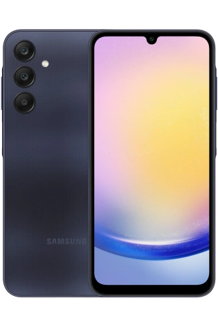 The Samsung Galaxy A25 5G 128GB (Blue Black) is shown on a white background.